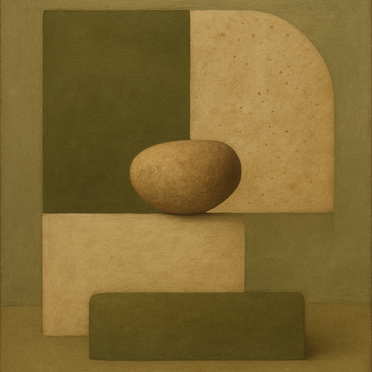 Muted Olive & Sandstone Geometric Balance No. 19 Oil Painting 100% Hand Painted Oil on Belgian Linen Canvas, Original Fine Art Wall Decor
