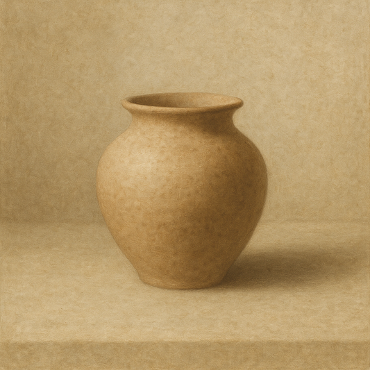 Organic Clay Vessel & Solitary Shadow No. 14 Oil Painting 100% Hand Painted Oil on Belgian Linen Canvas, Original Fine Art Wall Decor