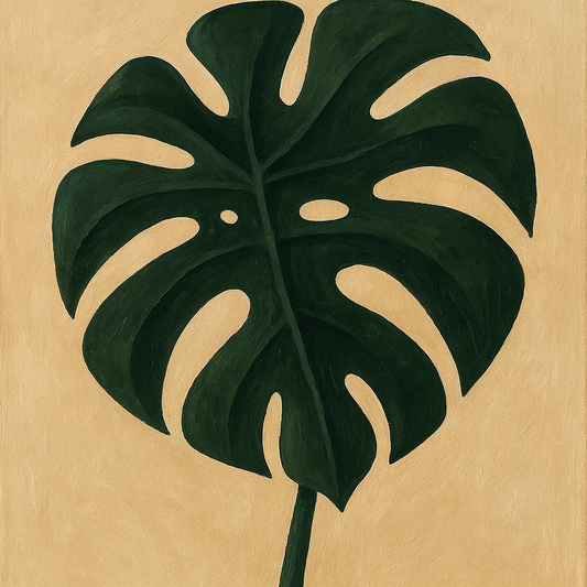 Biophilic Monstera Silhouette Oil Painting - View 1