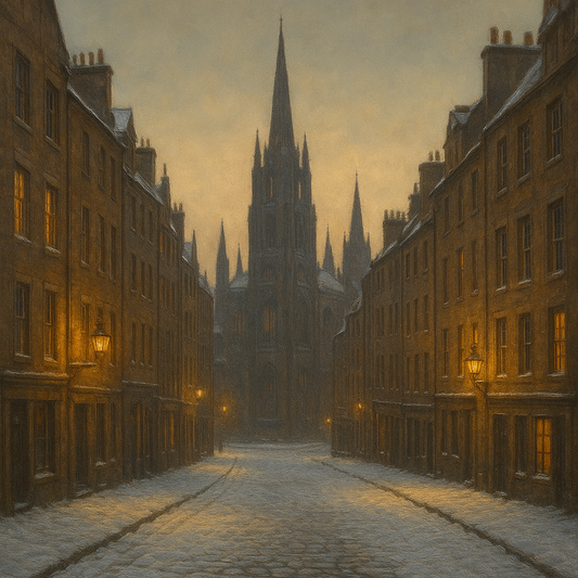 Edinburgh Old Town Royal Mile in Snow No. 15 Oil Painting 100% Hand Painted Oil on Belgian Linen Canvas, Original Fine Art Wall Decor