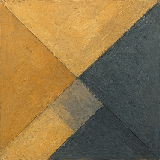 Intersecting Shadows & Stone Geometric Oil Painting - View 1