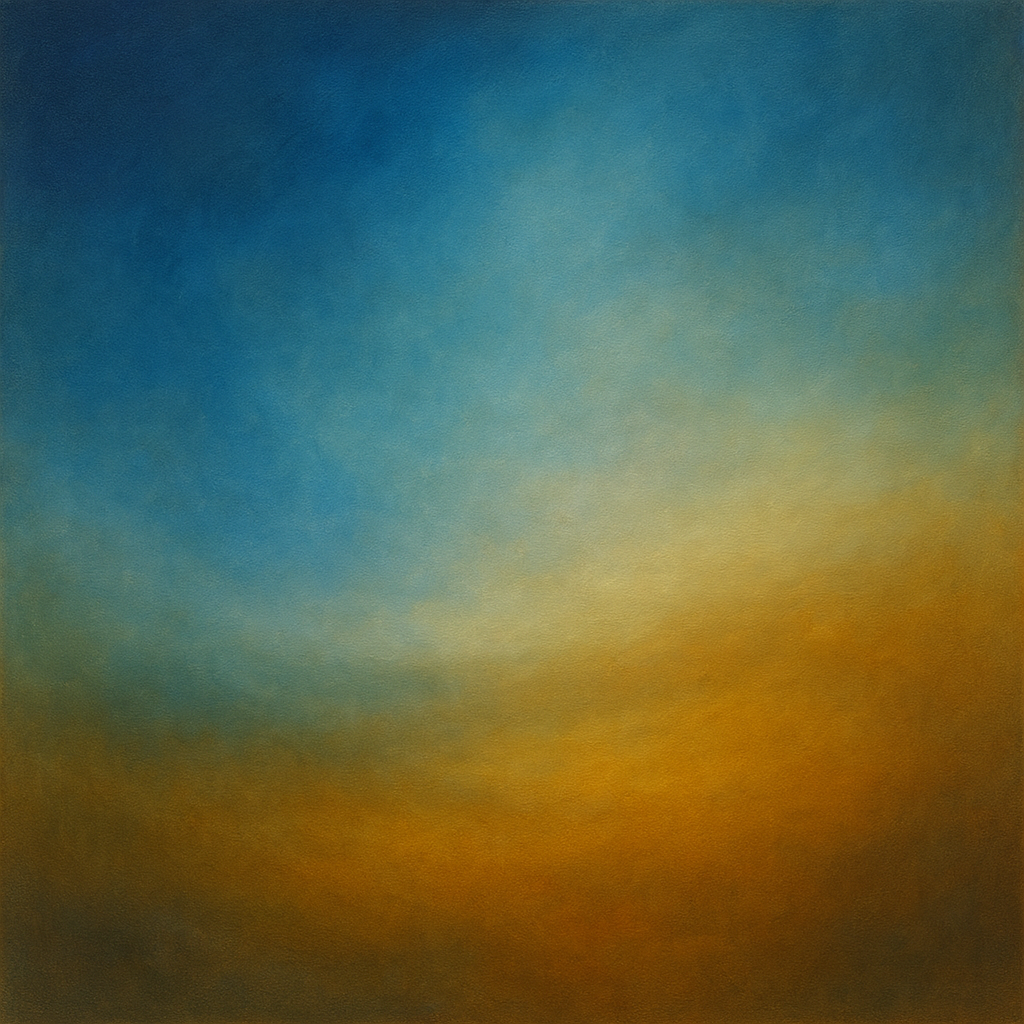 Celestial Azure & Warm Ochre Equilibrium No. 11 Oil Painting - View 1