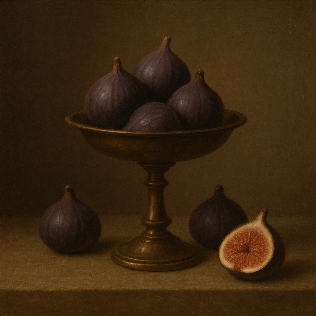 Ripe Figs & Bronze Compote Still Life No. 5 Oil Painting - View 1