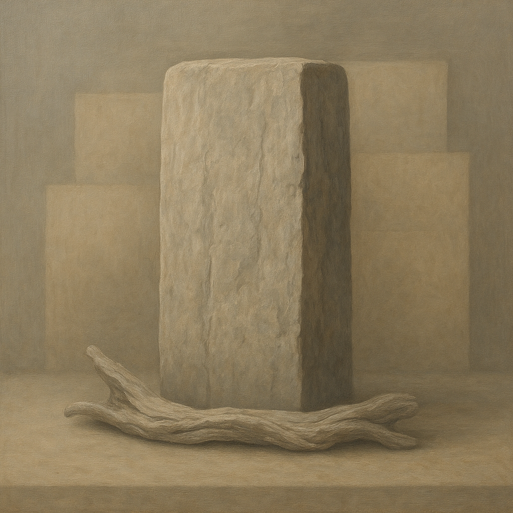 Driftwood Grey & Weathered Stone Monolith No. 28 Oil Painting - View 1