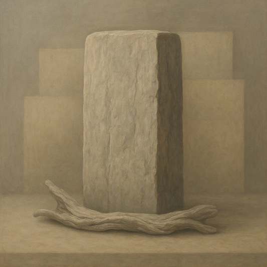 Driftwood Grey & Weathered Stone Monolith No. 28 Oil Painting 100% Hand Painted Oil on Belgian Linen Canvas, Original Fine Art Wall Decor