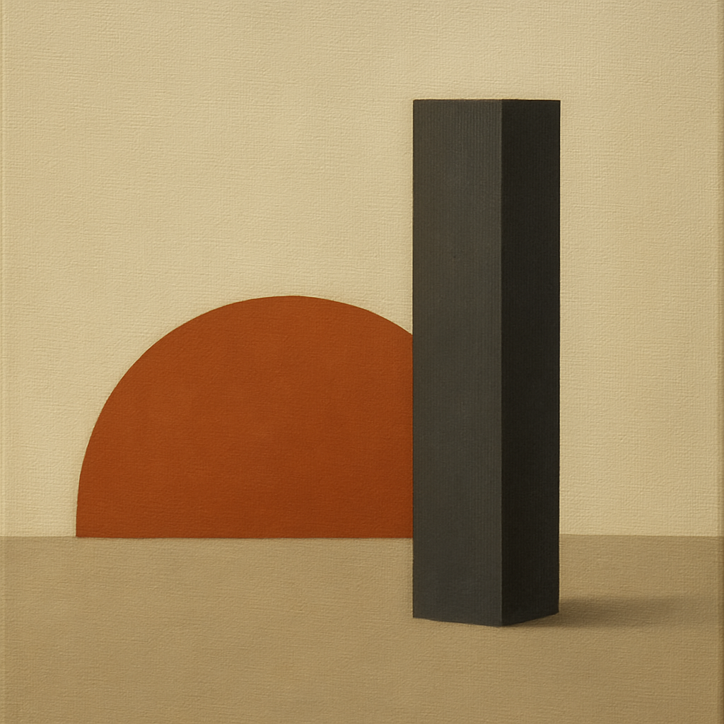 Semicircle Horizon & Minimalist Pillar No. 18 Oil Painting - View 1