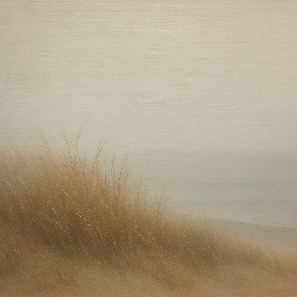 Silent Dune Grass in November Sea Fog No. 24 Oil Painting 100% Hand Painted Oil on Belgian Linen Canvas, Original Fine Art Wall Decor