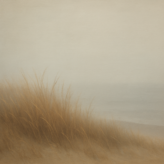 Silent Dune Grass in November Sea Fog No. 24 Oil Painting 100% Hand Painted Oil on Belgian Linen Canvas, Original Fine Art Wall Decor