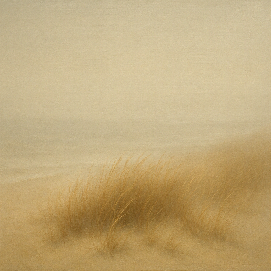 Silent Dune Grass in November Sea Fog No. 10 Oil Painting 100% Hand Painted Oil on Belgian Linen Canvas, Original Fine Art Wall Decor