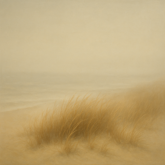 Silent Dune Grass in November Sea Fog No. 10 Oil Painting 100% Hand Painted Oil on Belgian Linen Canvas, Original Fine Art Wall Decor