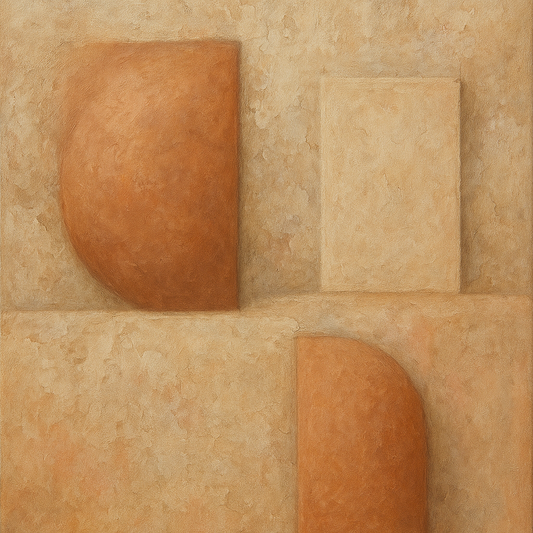 Earthy Terracotta & Weathered Plaster Wash No. 20 Oil Painting 100% Hand Painted Oil on Belgian Linen Canvas, Original Fine Art Wall Decor