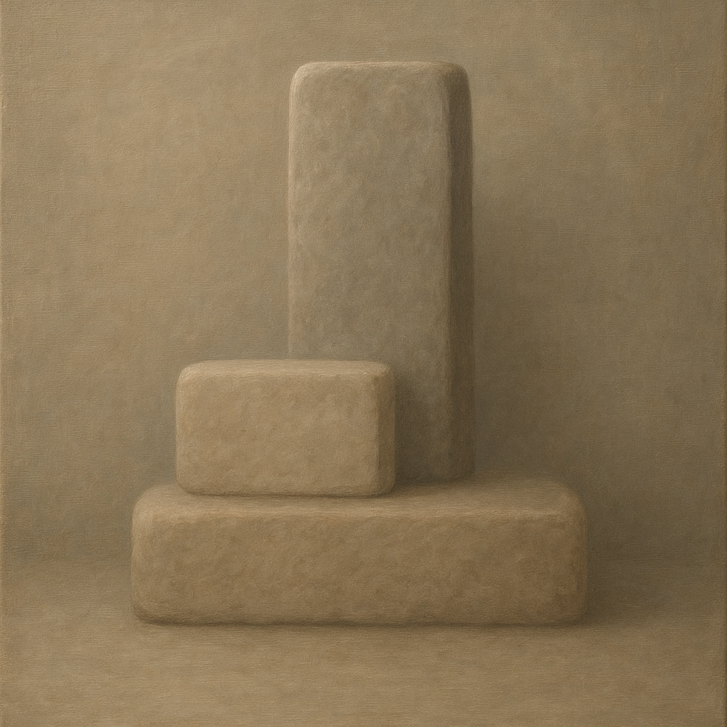 Driftwood Grey & Weathered Stone Monolith No. 13 Oil Painting - View 1