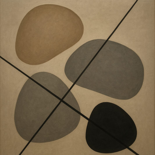Organic Pebble Contours & Slanted Lines No. 7 Oil Painting - View 1