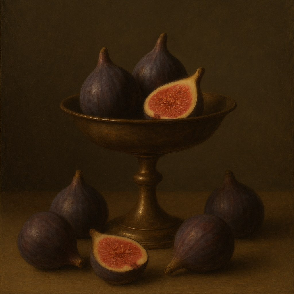 Ripe Figs & Bronze Compote Still Life No. 3 Oil Painting - View 1