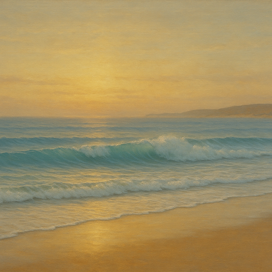 Gentle Breaking Waves & Wet Beach Reflection No. 3 Oil Painting 100% Hand Painted Oil on Belgian Linen Canvas, Original Fine Art Wall Decor