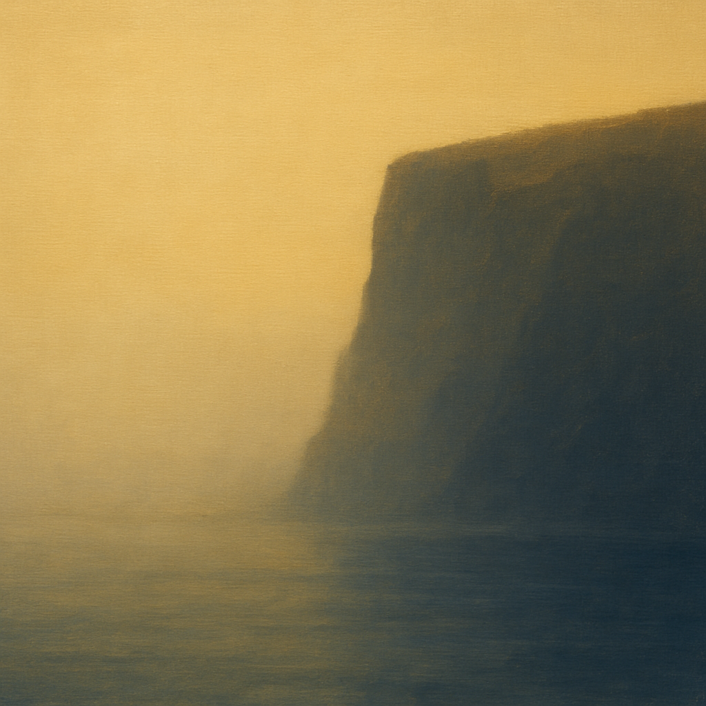 Solitary Headland in Fog No. 9 - Modern Fine Art Oil Painting - View 1