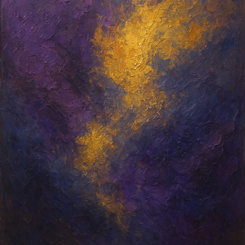 Amethyst Shadow & Celestial Gold No. 5 Oil Painting - 100% Hand-Painted Master Oil Painting