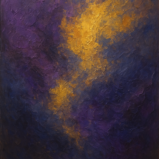 Amethyst Shadow & Celestial Gold No. 5 Oil Painting - 100% Hand-Painted Master Oil Painting