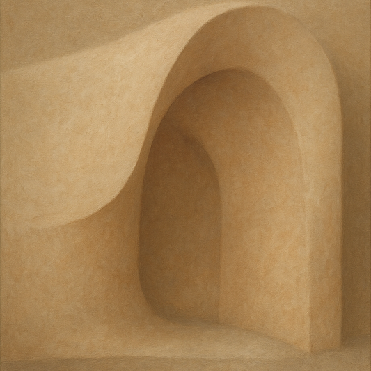 Soft Architectural Curve in Desert Bone No. 26 Oil Painting 100% Hand Painted Oil on Belgian Linen Canvas, Original Fine Art Wall Decor
