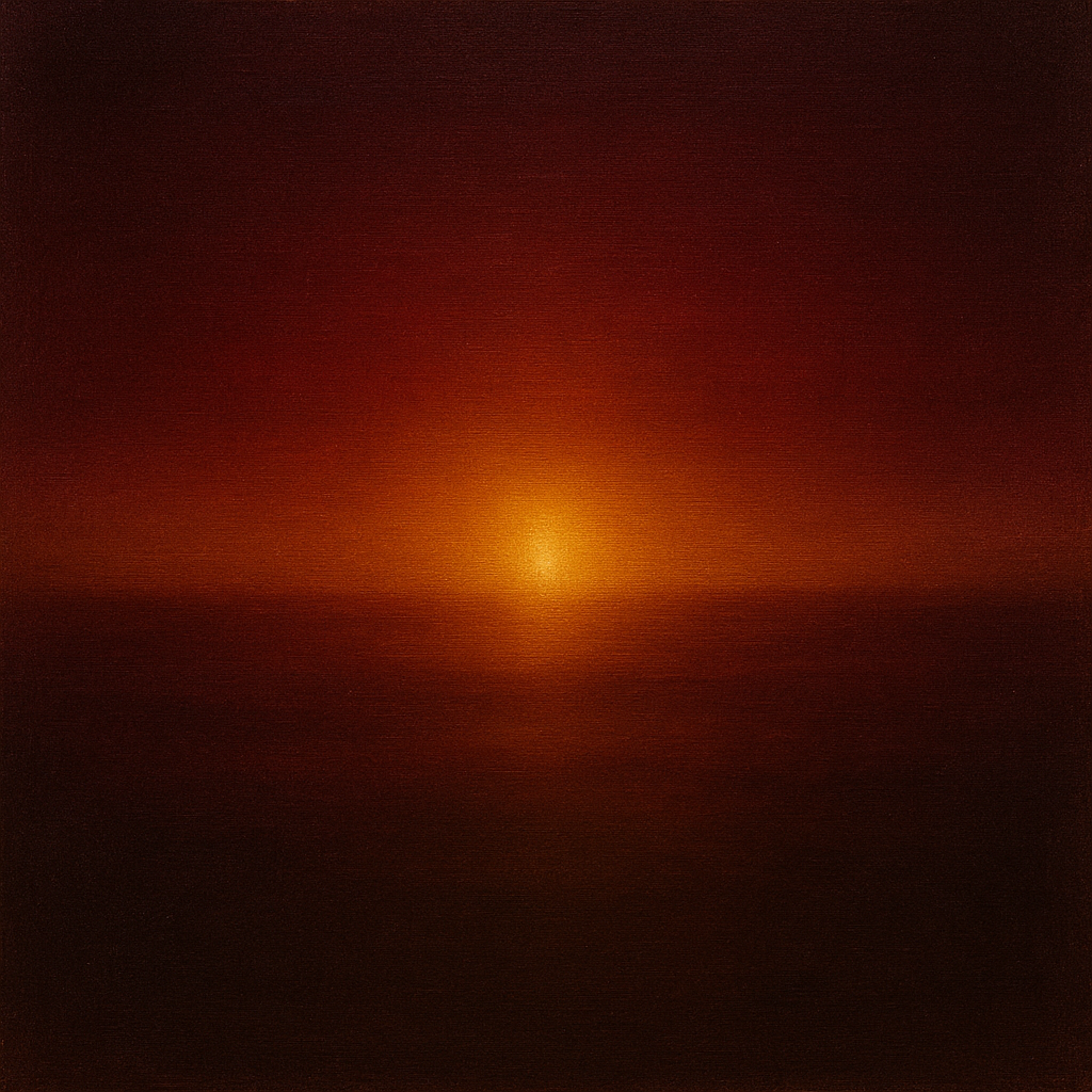 Deep Garnet & Amber Candlelight Horizon No. 7 Oil Painting - View 1