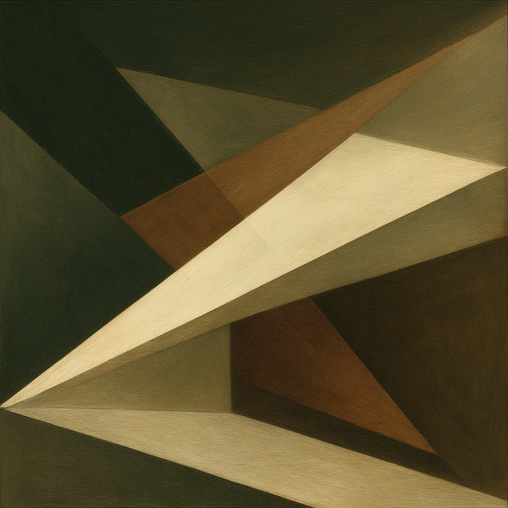 Kinetic Diagonal Planes in Forest & Alabaster No. 10 Fine Art Oil Painting - View 1