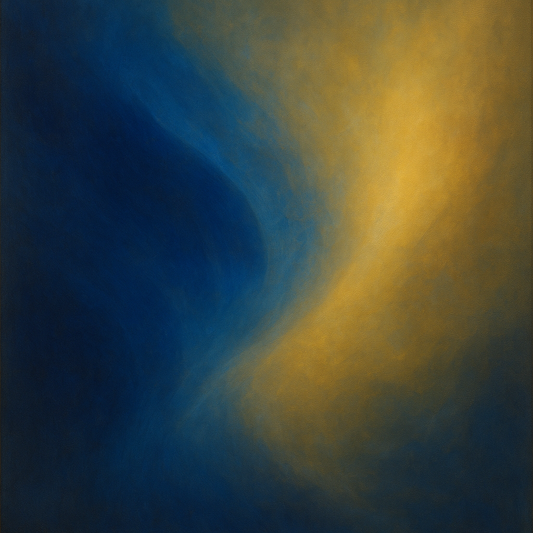 Lapis Lazuli & Golden Ochre Luminous Field No. 5 Oil Painting 100% Hand Painted Oil on Belgian Linen Canvas, Original Fine Art Wall Decor