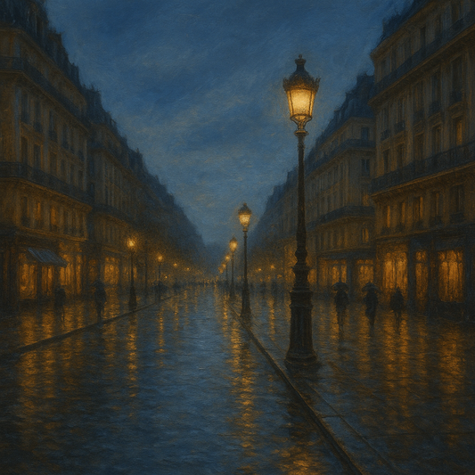 Rainy Parisian Boulevard at Twilight No. 6 Oil Painting 100% Hand Painted Oil on Belgian Linen Canvas, Original Fine Art Wall Decor