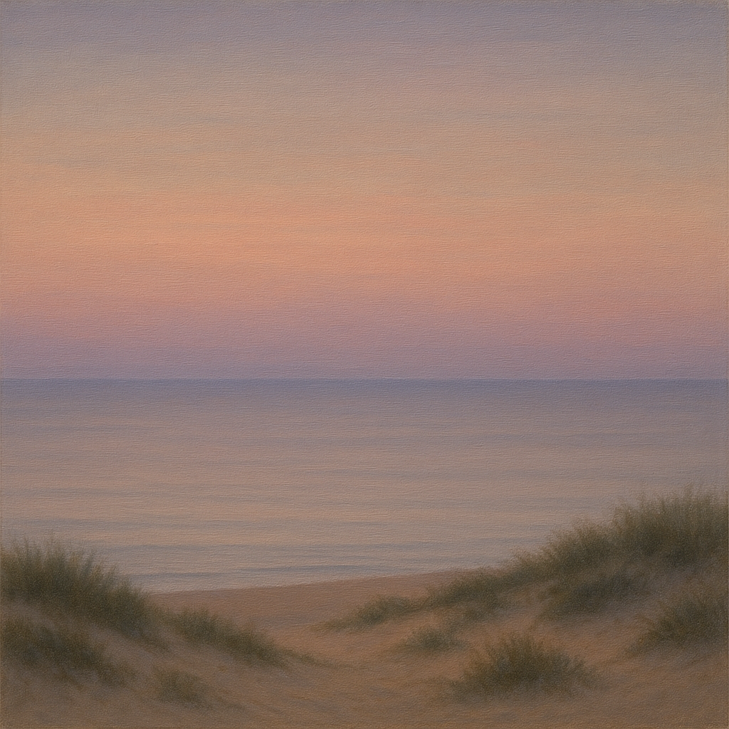 Pastel Dusk Horizon over Calm Atlantic Waters No. 6 Oil Painting - View 1