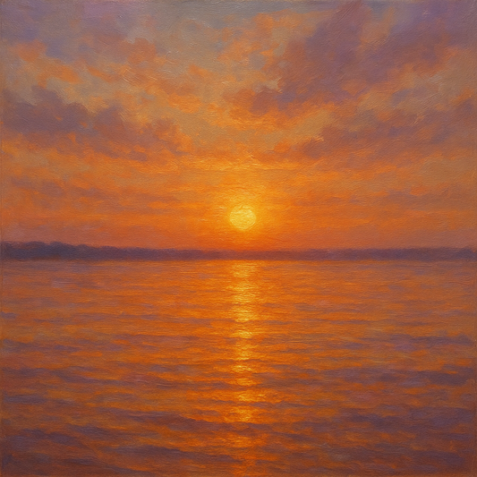 Sunset Glow on Warm Tidal Basin Waters Fine Art Oil Painting - View 1