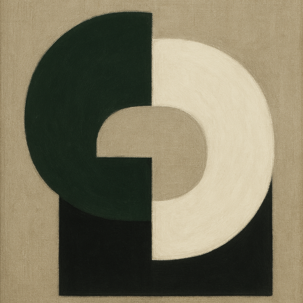 Forest Emerald & Chalk Interlock No. 6 - Modern Fine Art Oil Painting - View 1