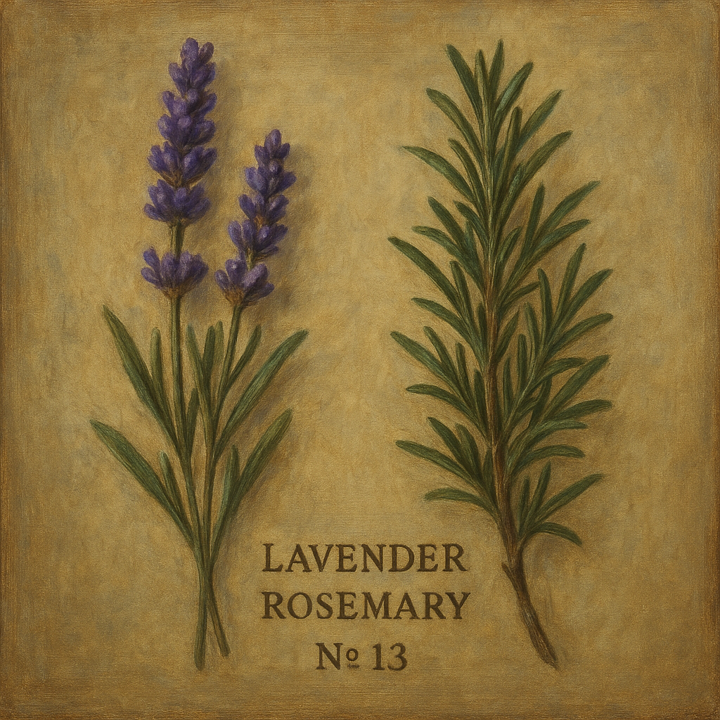 Vintage French Herbarium Lavender & Rosemary No. 13 Fine Art Oil Painting - View 1