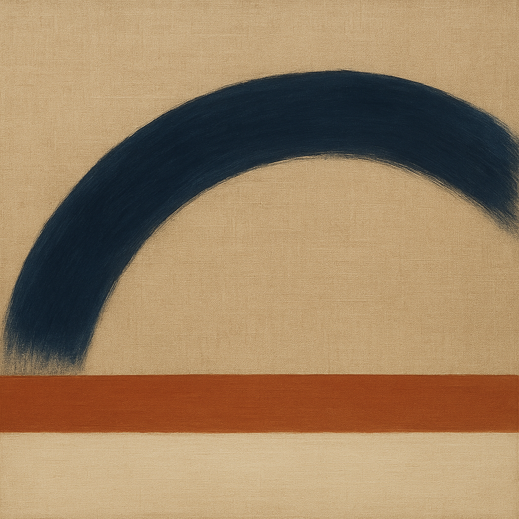 Navy Indigo & Warm Sand Sweep No. 2 - Modern Fine Art Oil Painting - View 1