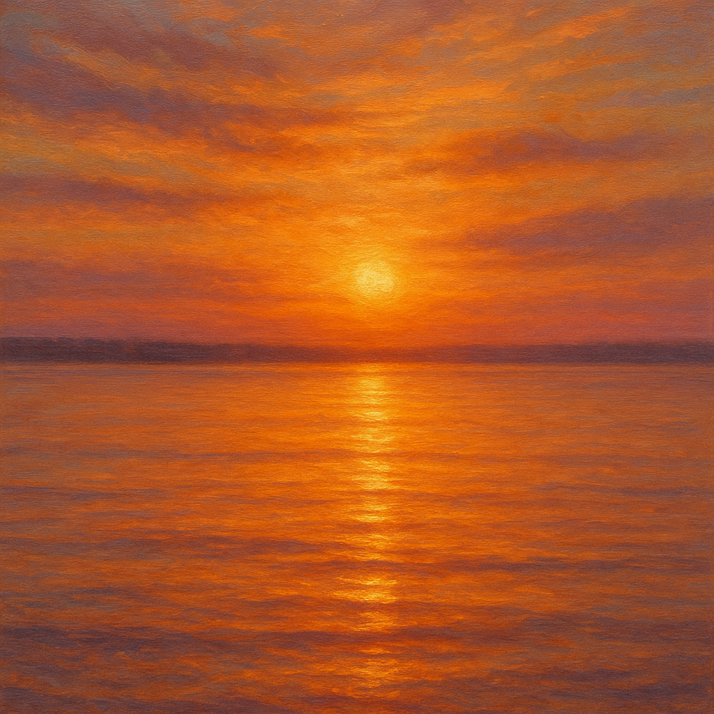 Sunset Glow on Warm Tidal Basin Waters No. 8 Fine Art Oil Painting - View 1