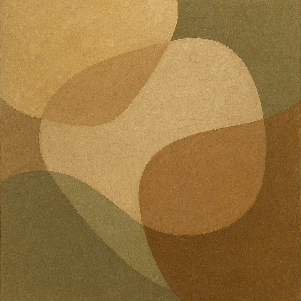 Organic Curved Shapes in Neutral Earth Pigments No. 12 Fine Art Oil Painting - View 1
