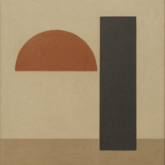 Semicircle Horizon & Minimalist Pillar No. 23 Oil Painting 100% Hand Painted Oil on Belgian Linen Canvas, Original Fine Art Wall Decor