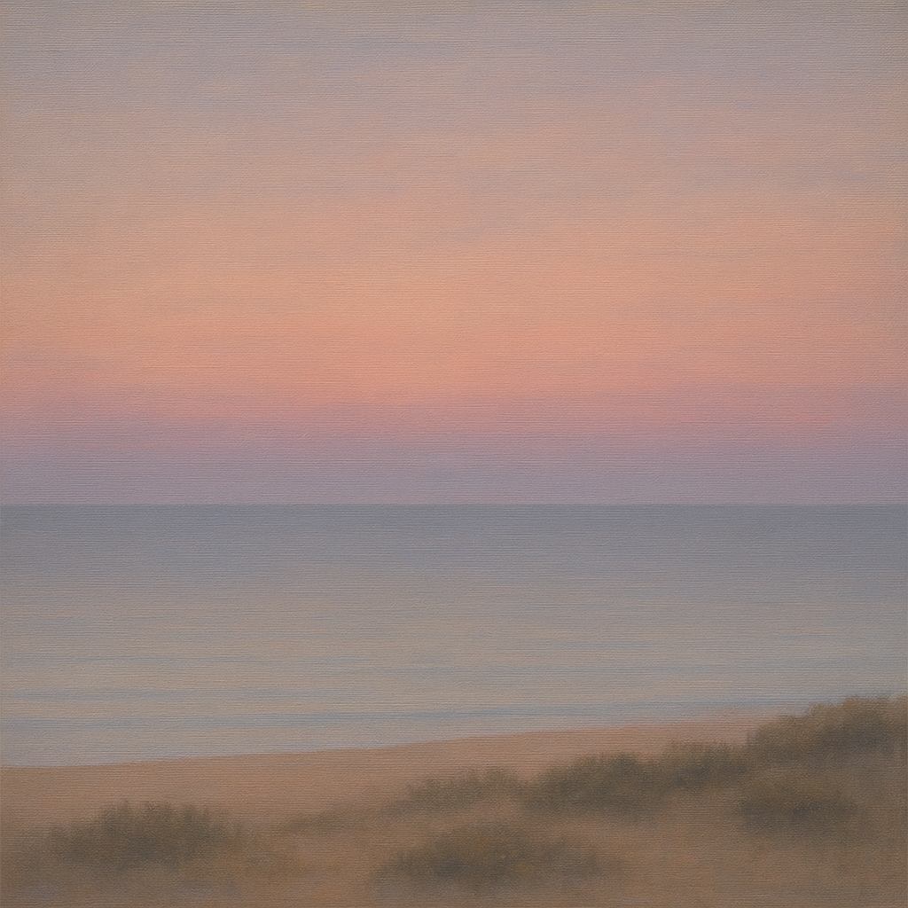 Pastel Dusk Horizon over Calm Atlantic Waters No. 8 Oil Painting - View 1