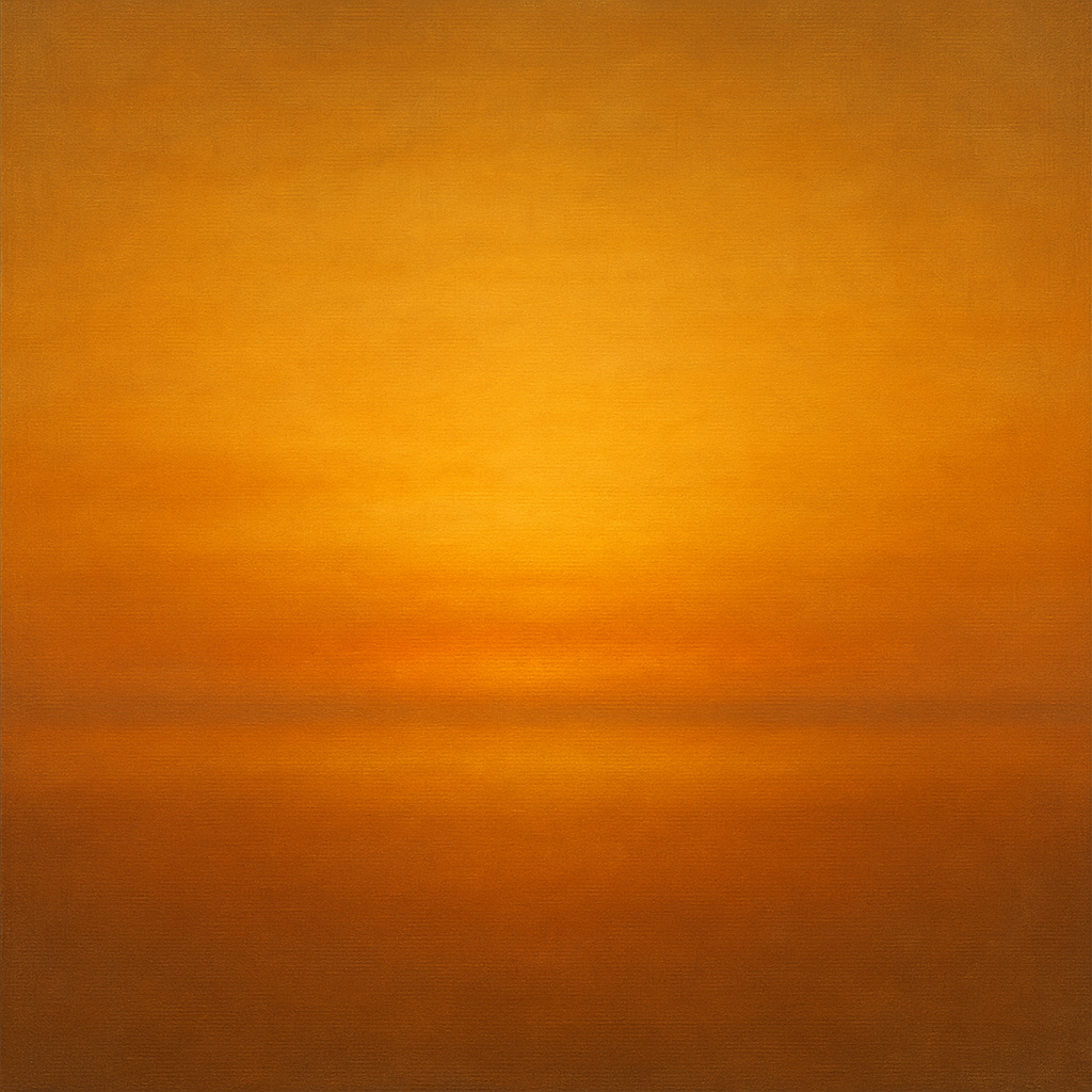 Warm Amber & Raw Sienna Sunset Meditation Oil Painting - View 1