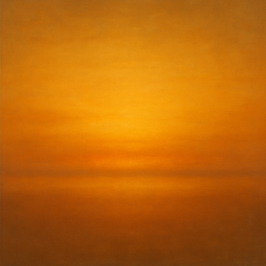 Warm Amber & Raw Sienna Sunset Meditation Oil Painting 100% Hand Painted Oil on Belgian Linen Canvas, Original Fine Art Wall Decor