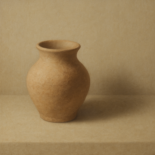 Organic Clay Vessel & Solitary Shadow No. 15 Oil Painting 100% Hand Painted Oil on Belgian Linen Canvas, Original Fine Art Wall Decor