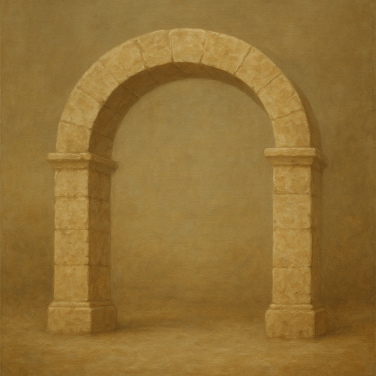 Travertine Stone Arch & Earth Tones No. 29 Oil Painting 100% Hand Painted Oil on Belgian Linen Canvas, Original Fine Art Wall Decor