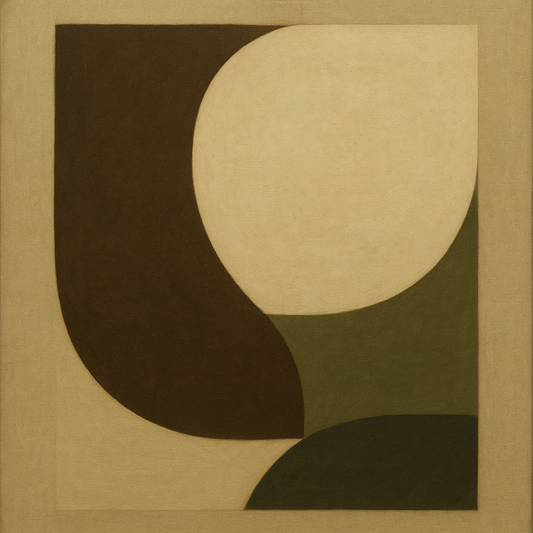 Minimalist Asymmetrical Balance in Raw Umber No. 15 Oil Painting 100% Hand Painted Oil on Belgian Linen Canvas, Original Fine Art Wall Decor