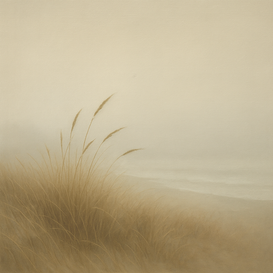 Silent Dune Grass in November Sea Fog No. 6 Oil Painting 100% Hand Painted Oil on Belgian Linen Canvas, Original Fine Art Wall Decor