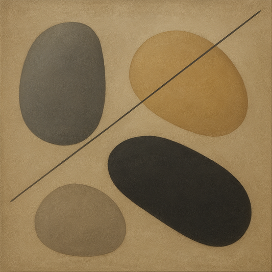 Organic Pebble Contours & Slanted Lines No. 6 Oil Painting 100% Hand Painted Oil on Belgian Linen Canvas, Original Fine Art Wall Decor