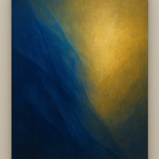 Lapis Lazuli & Golden Ochre Luminous Field No. 7 Oil Painting 100% Hand Painted Oil on Belgian Linen Canvas, Original Fine Art Wall Decor