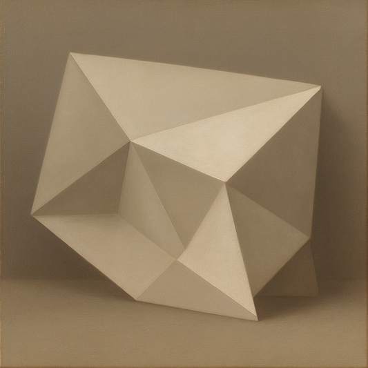 Folded Paper Geometry in Neutral Gradient Shadows No. 11 Oil Painting 100% Hand Painted Oil on Belgian Linen Canvas, Original Fine Art Wall Decor