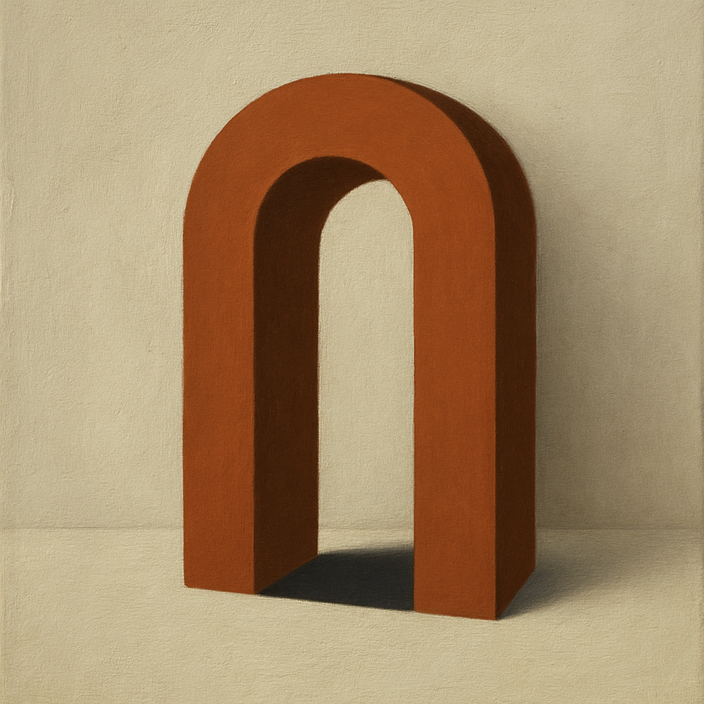 Terracotta Clay & Cream Arch No. 4 - Modern Fine Art Oil Painting - View 1
