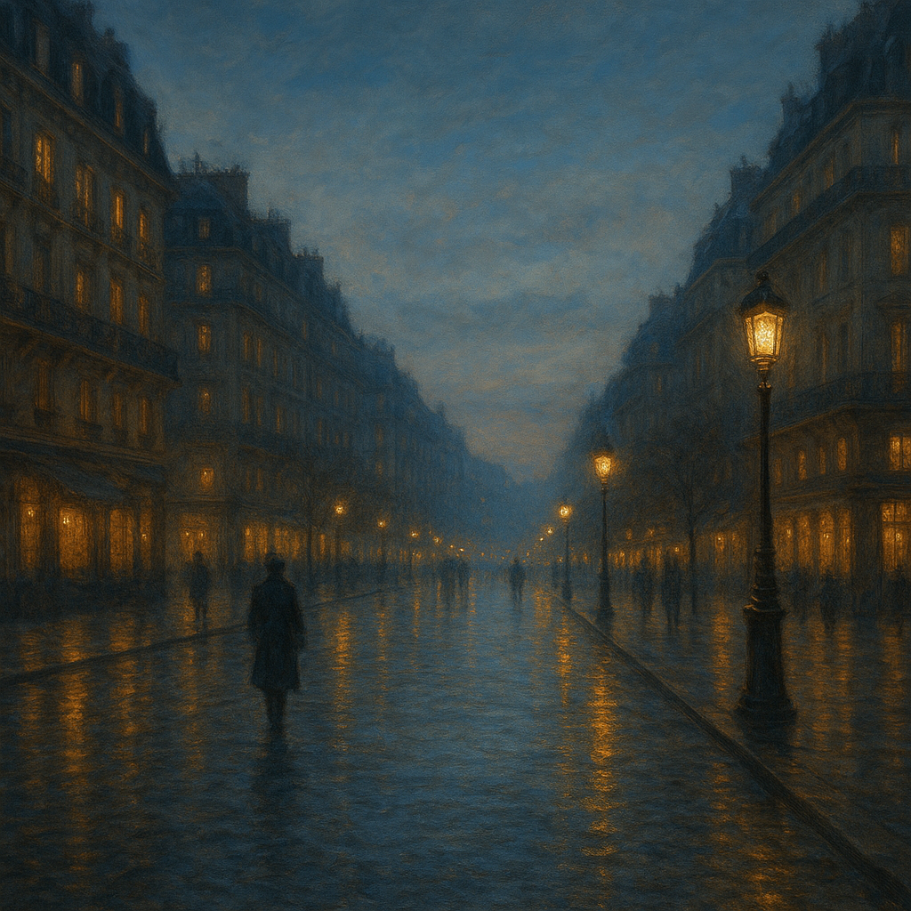Rainy Parisian Boulevard at Twilight No. 26 Oil Painting - View 1