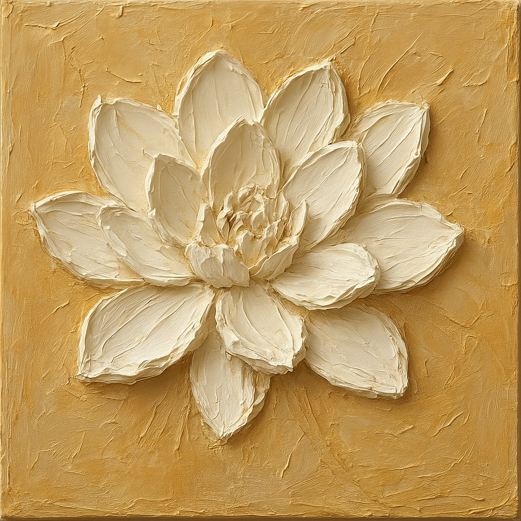 Sculptural White Petals Heavy Impasto Oil Painting - View 1