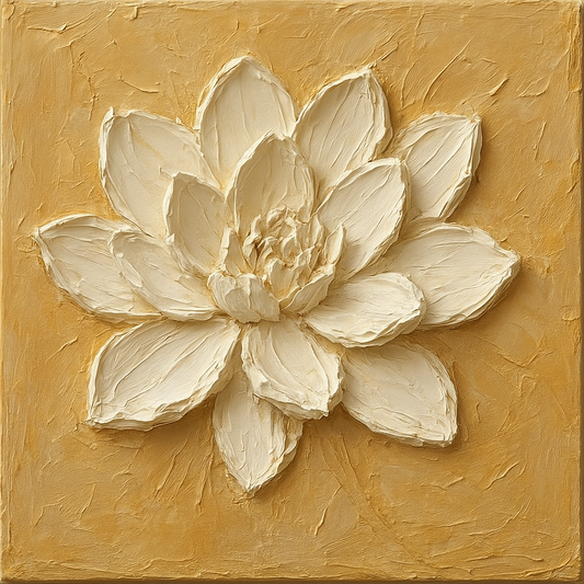 Sculptural White Petals Heavy Impasto Oil Painting - View 1