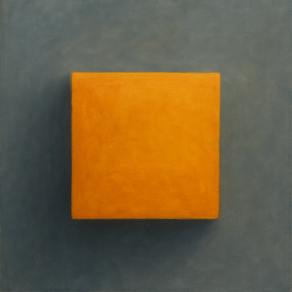 Cadmium Amber & Slate Grey Block No. 10 - Modern Fine Art Oil Painting - View 1